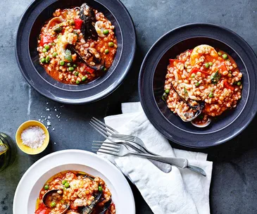 Stefano Manfredi's orzo alla marinara (seafood and barley stew)