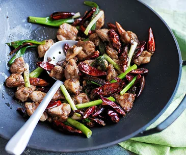 Stir-fried chicken with Sichuan pepper and chilli