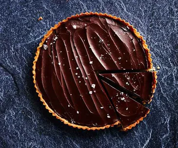 Guillaume Brahimi's salted caramel and chocolate ganache tart