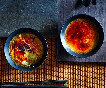 Black sesame crème brûlée