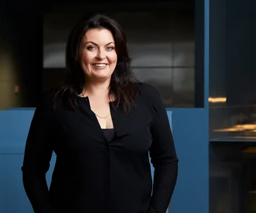 Portrait shot of Karen Martini at her restaurant Hero in Melbourne's ACMI building