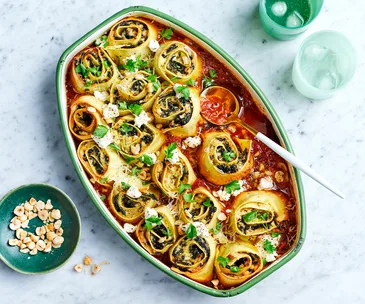 Ricotta, hazelnut and cavolo nero rotolo pasta recipe