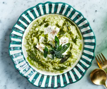 Sage and spinach pesto risotto.