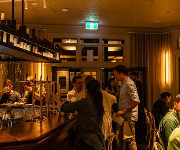 Love Tilly Group departs business relationship with Public Hospitality. Image is interior of Love Tilly Group's Fabbrica Pasta Bar pop-up, inside Public Hospitality Exchange Hotel in Balmain