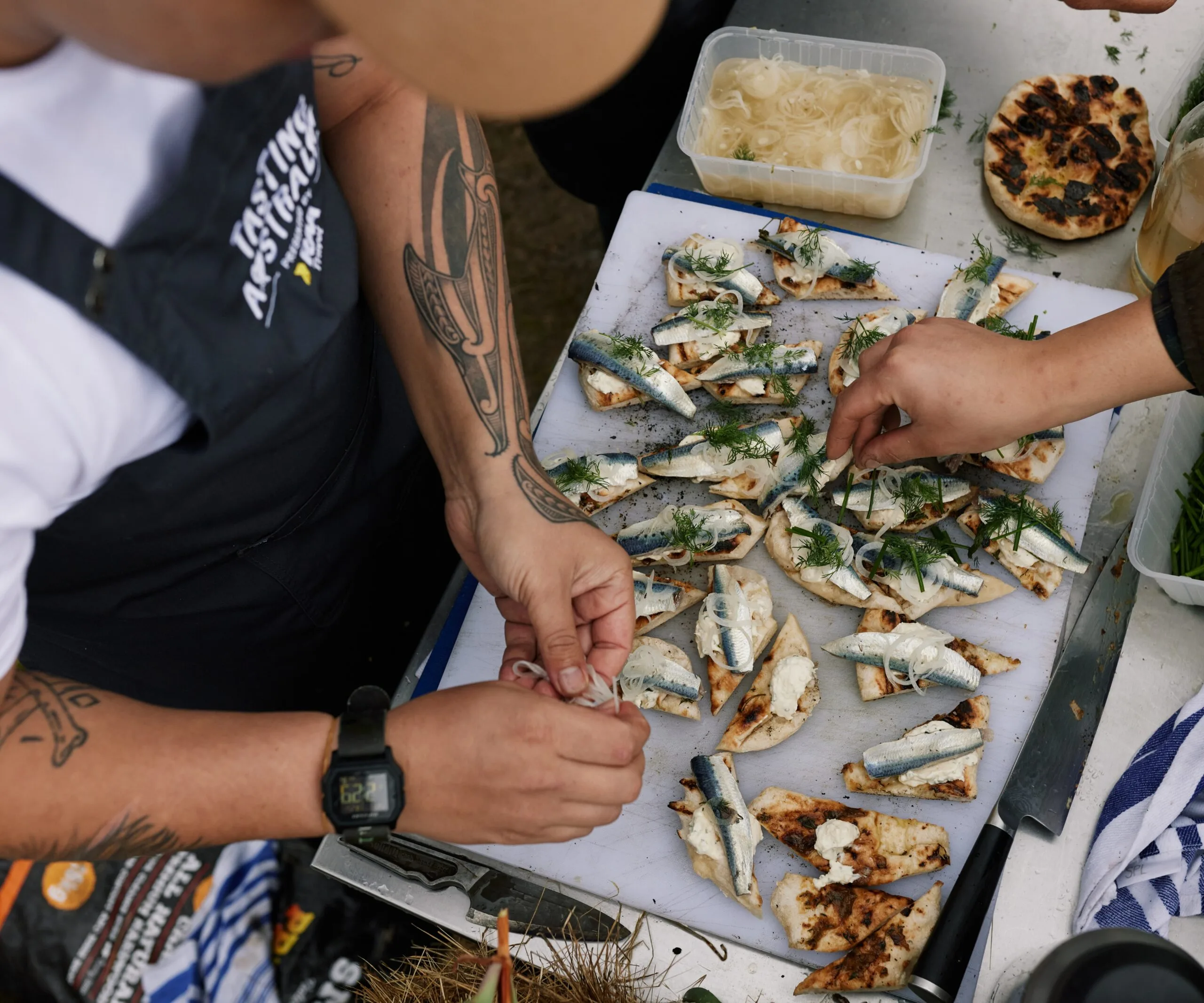 Snacks being prepared at Tasting Australia, Adelaide food festival
