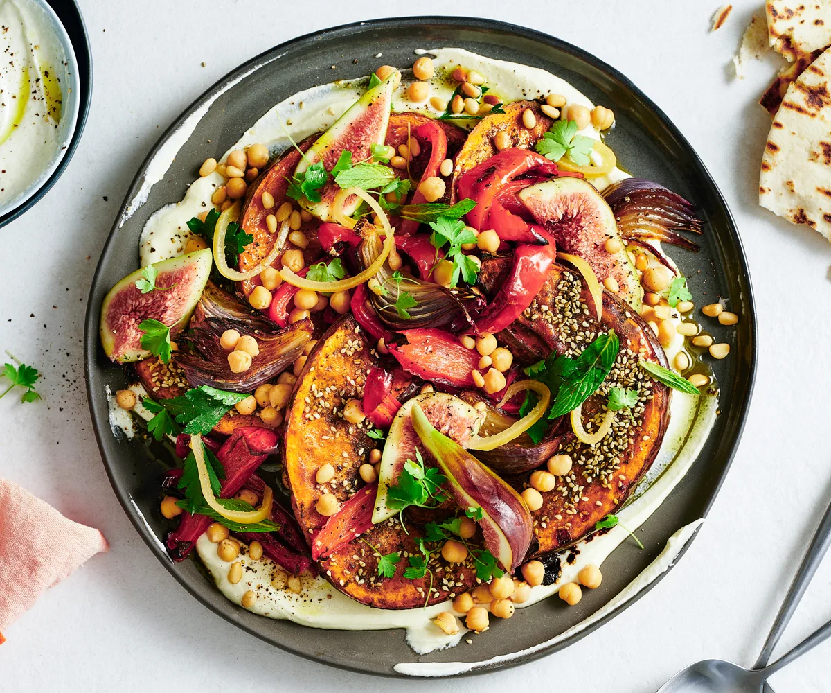 Roast pumpkin recipe fig fatteh with whipped feta