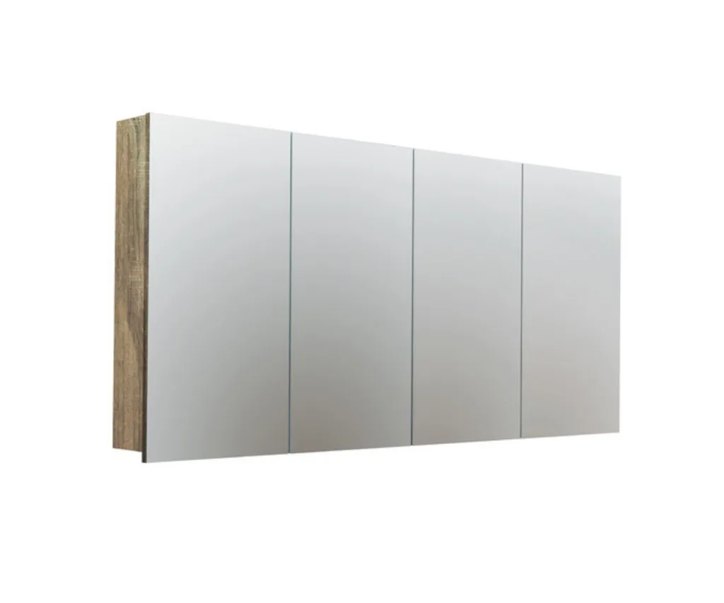 A four door mirrored bathroom cabinet