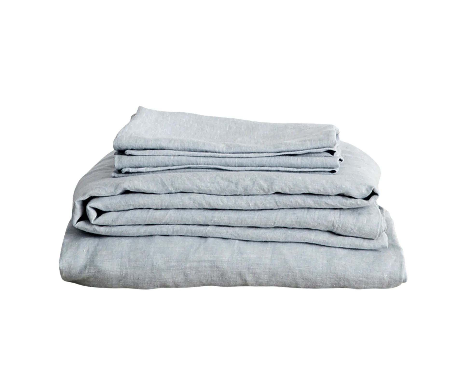 Product image of Linen Sheet Set with Pillowcases in the Sky colourway, some of Australia's best cooling sheets of 2026