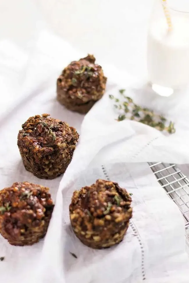 Lentil vegie cups on a table with white napkin