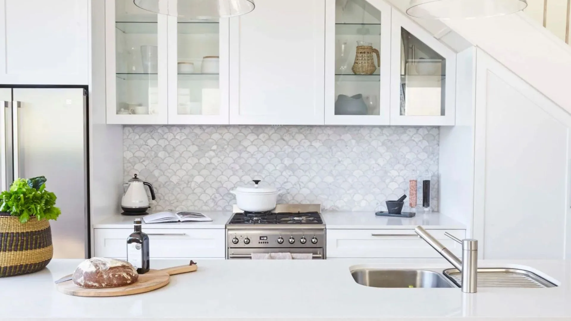 A small white kitchen.
