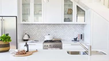 A small white kitchen.