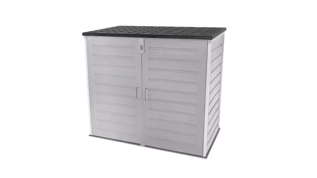 Plastic grey outdoor storage unit