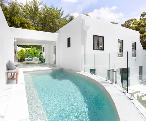 All white Mediterranean style home in Noosa