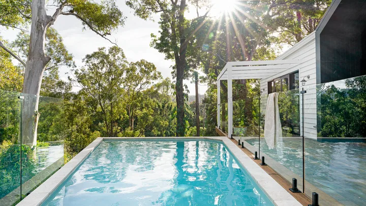 hinterland log cabin swimming pool