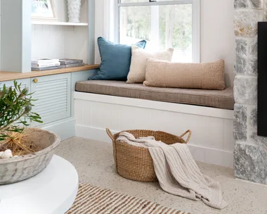 Window seat in a modern country farmhouse in Brisbane.