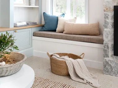 Window seat in a modern country farmhouse in Brisbane.