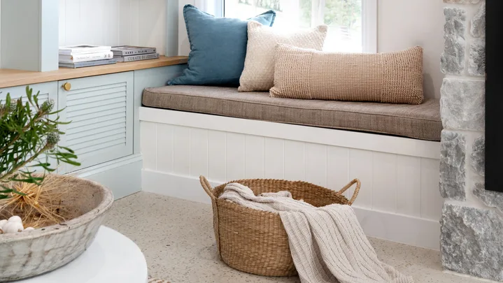 Window seat in a modern country farmhouse in Brisbane.