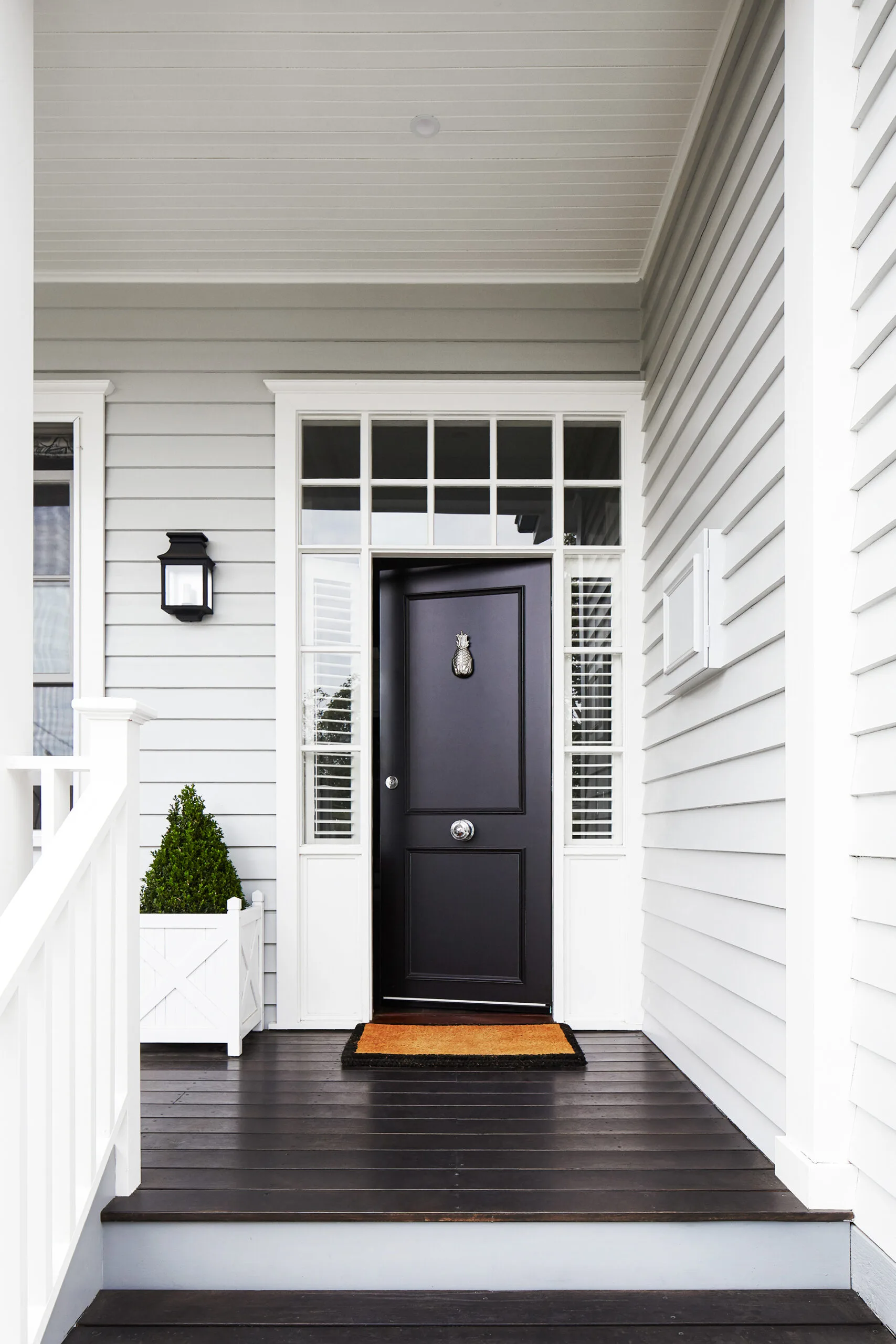 Hamptons style black front door