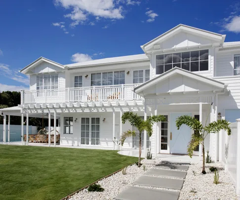 white Hamptons home exterior