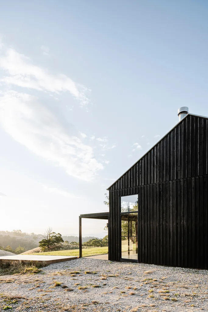 Barn style home in rural Victoria with black timber exterior