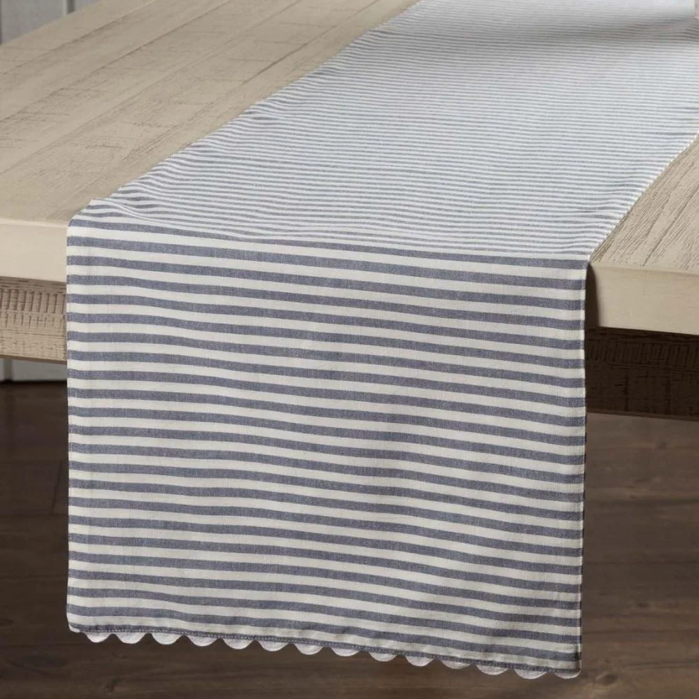 BLue and white table runner