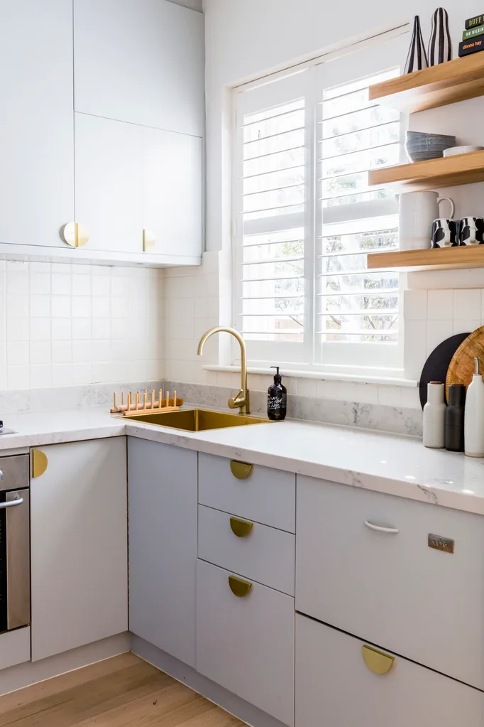 renovated apartment in melbourne gold kitchen handles