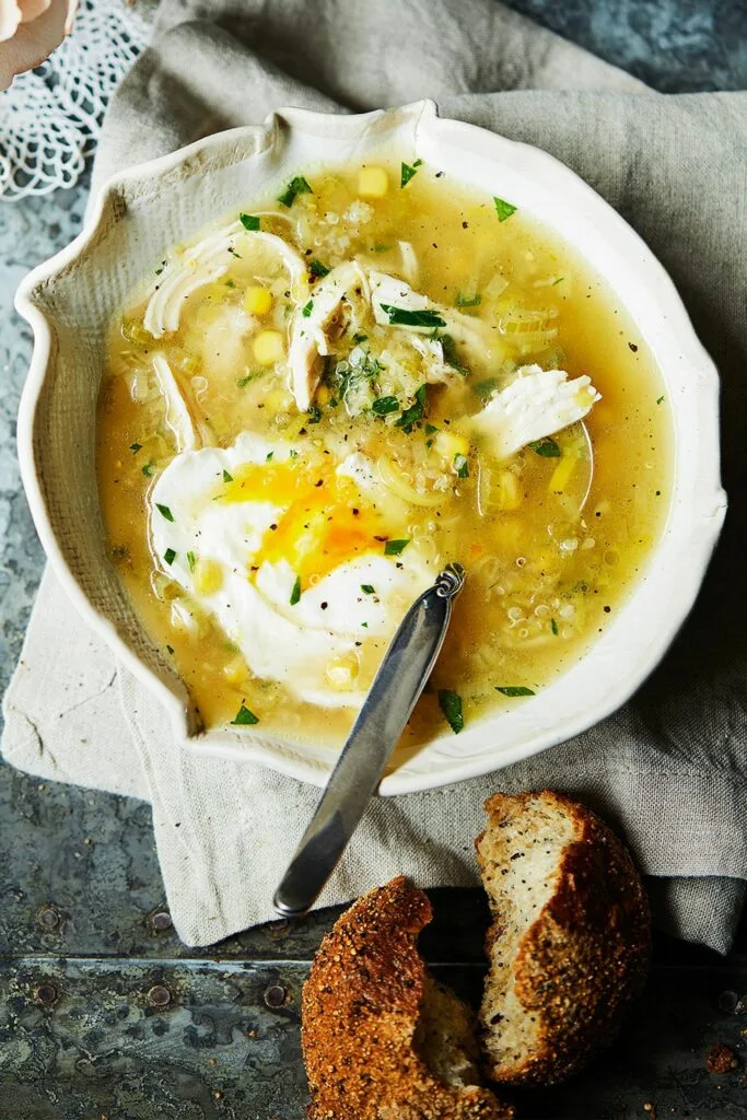 Chicken, leek and quinoa soup