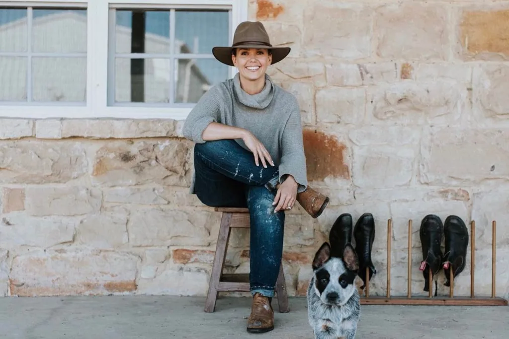 Edwina Bartholomew on the verandah of her country homestead, Warramba