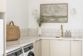 Inside a flawless family-friendly laundry room designed by Andy and Deb