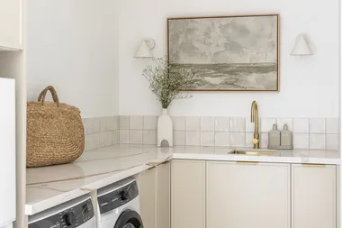 Inside a flawless family-friendly laundry room designed by Andy and Deb