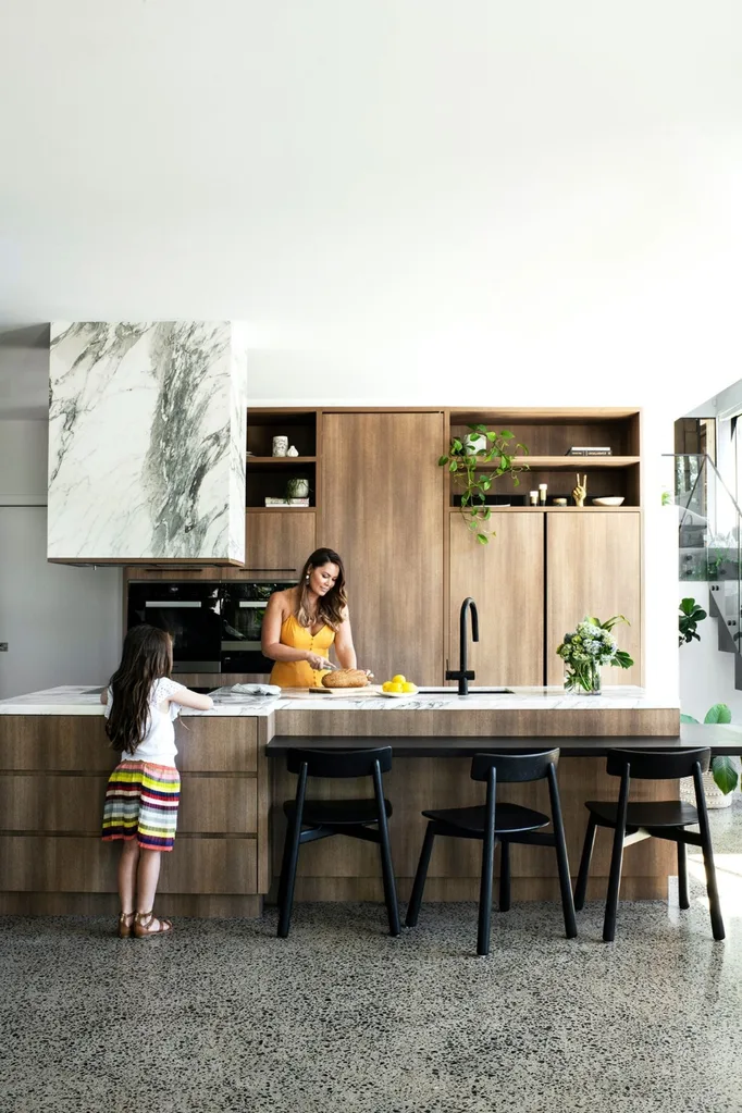 Timber and stone kitchen island