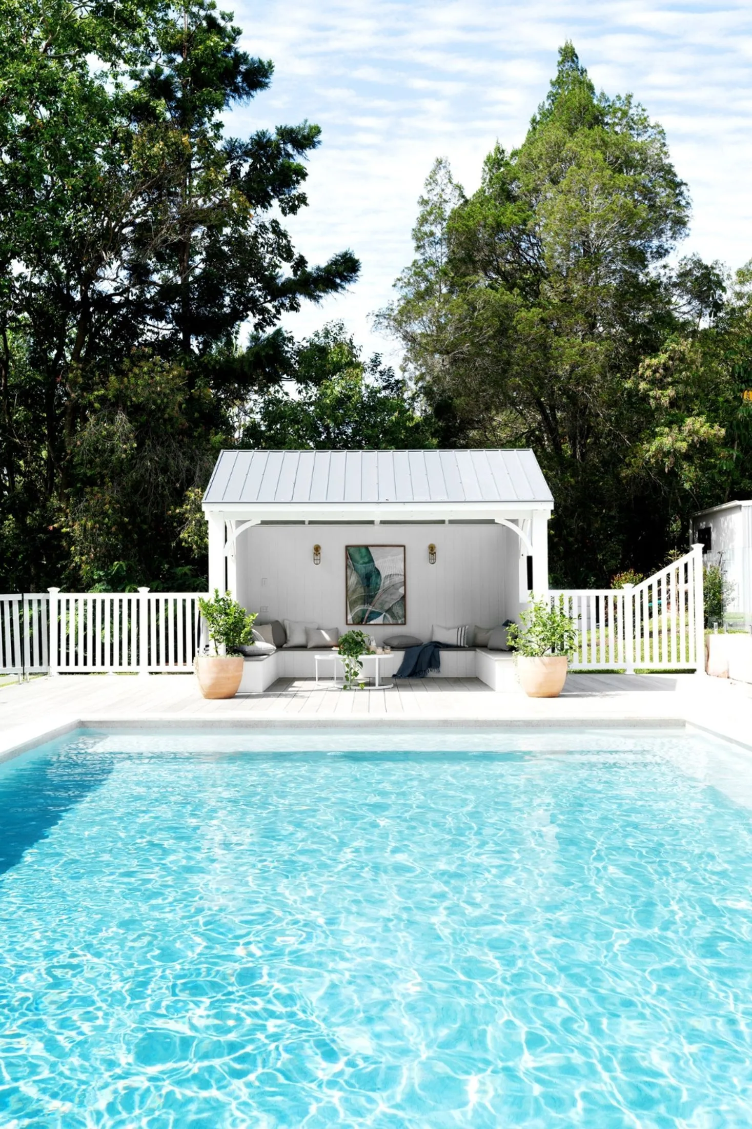 Large backyard pool and cabana