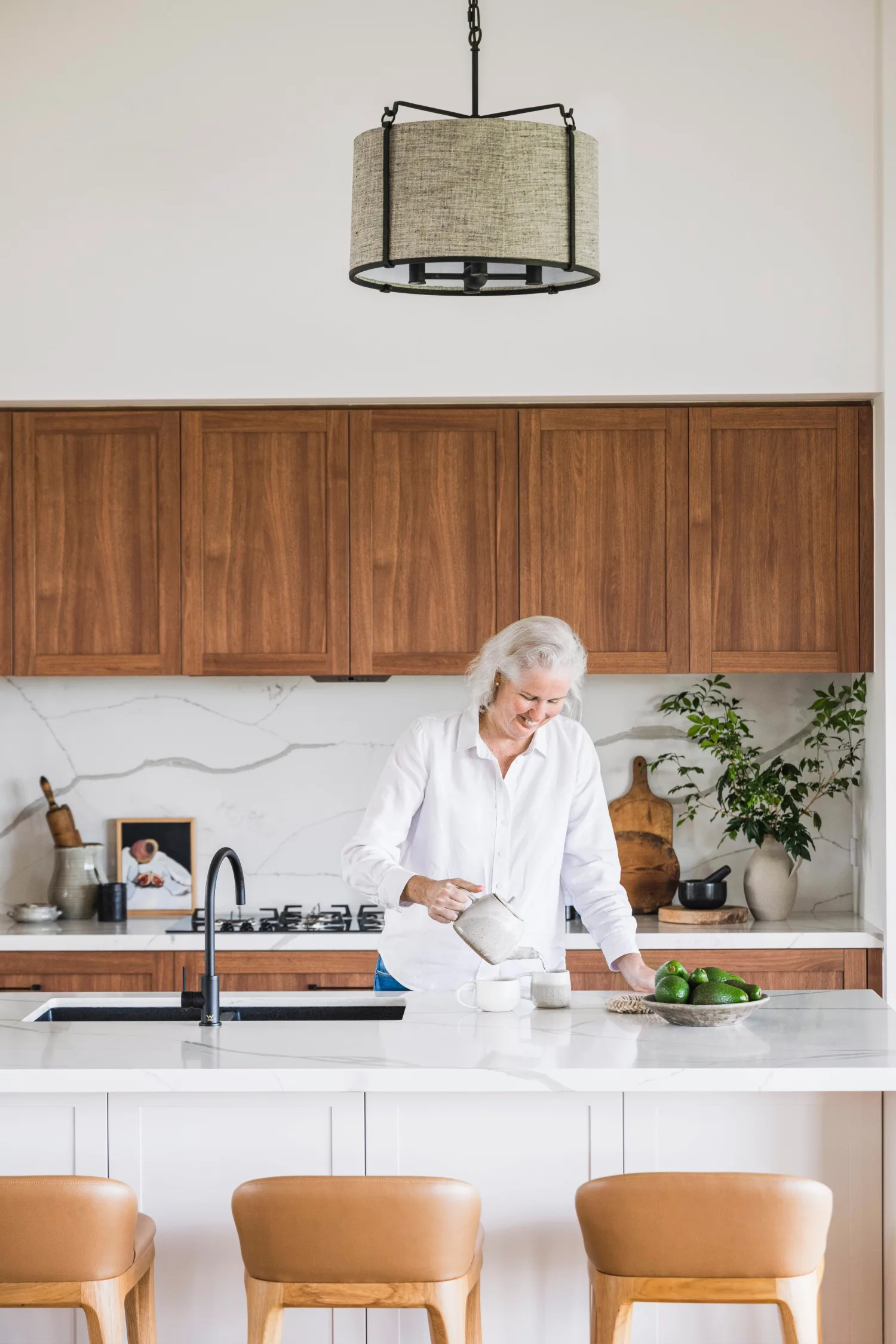 modern farmhouse kitchen with wooden cabinetry