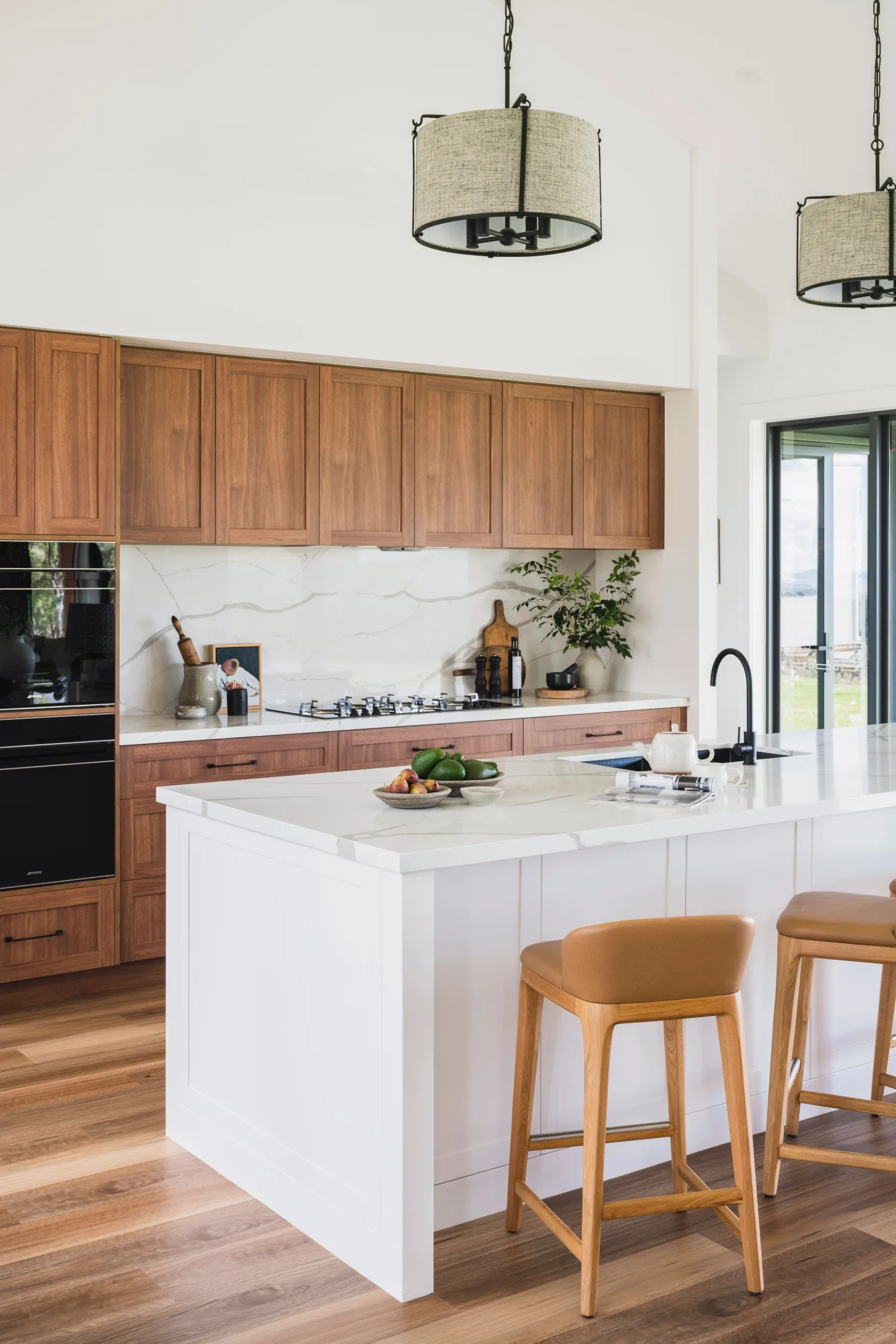 modern farmhouse kitchen with wooden cabinetry