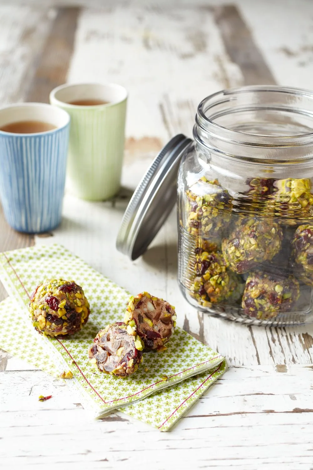 pistachio and cranberry protein balls