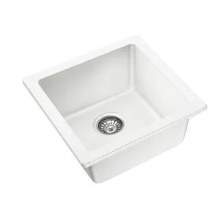 Temple and Webster White Granite Kitchen and Laundry Single Sink Bowl