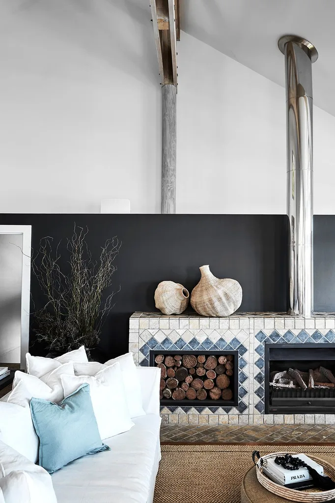 Tiled fireplace surround