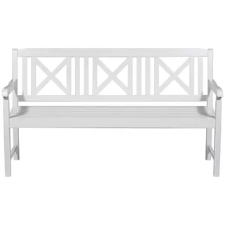 White Santa Cruz 3 seater Acacia wood outdoor bench