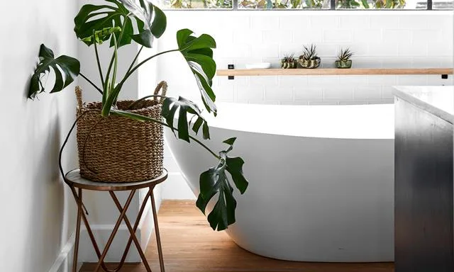 country style bathroom with wooden floors