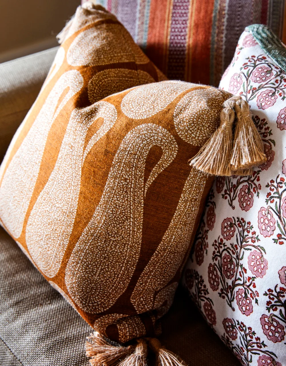 Cosy cottage sofa patterned cushions