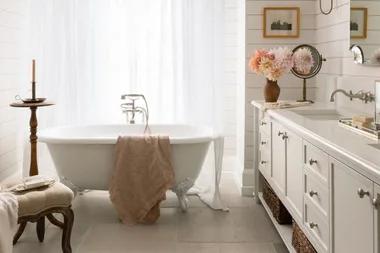 country style bathroom with clawfoot tub