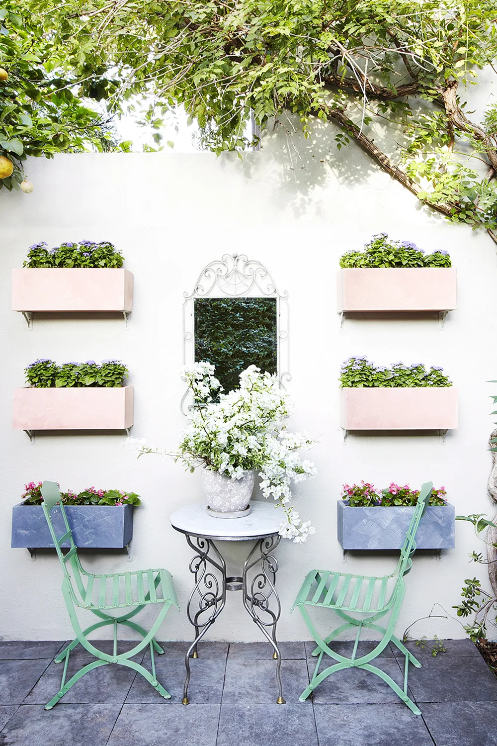 A colourful courtyard garden. 