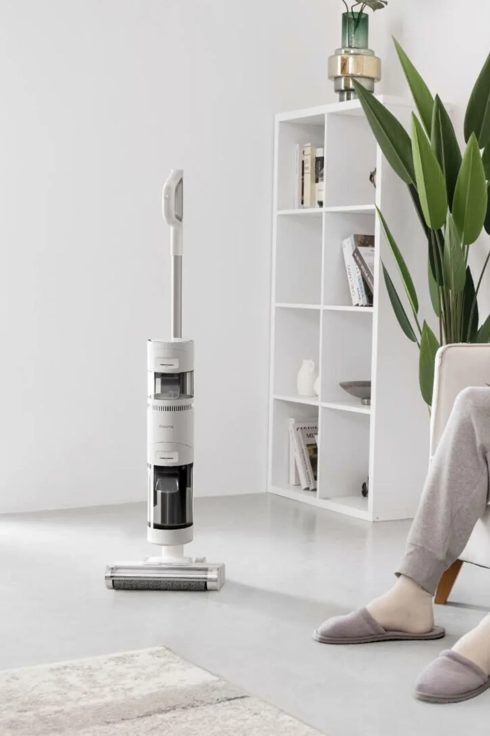 dreame vacuum cleaner upright in lounge