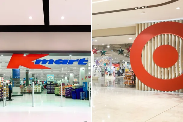 A picture of Kmart and Target stores side by side.