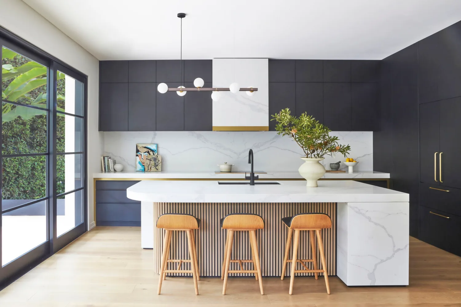 modernised federation home mosman black and white kitchen