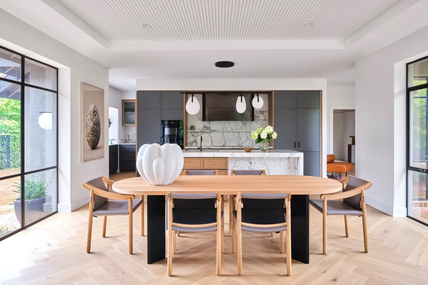 red brick cottage canberra art deco renovation dining area