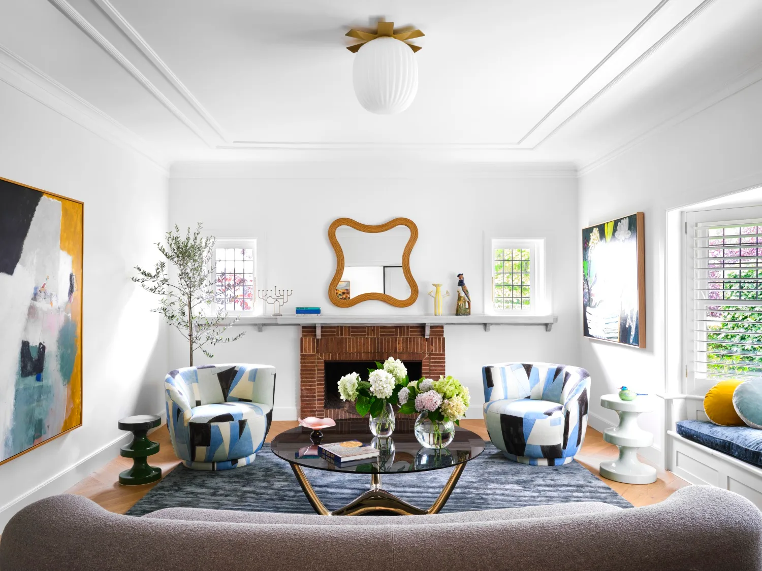 red brick cottage canberra art deco renovation formal living room fireplace