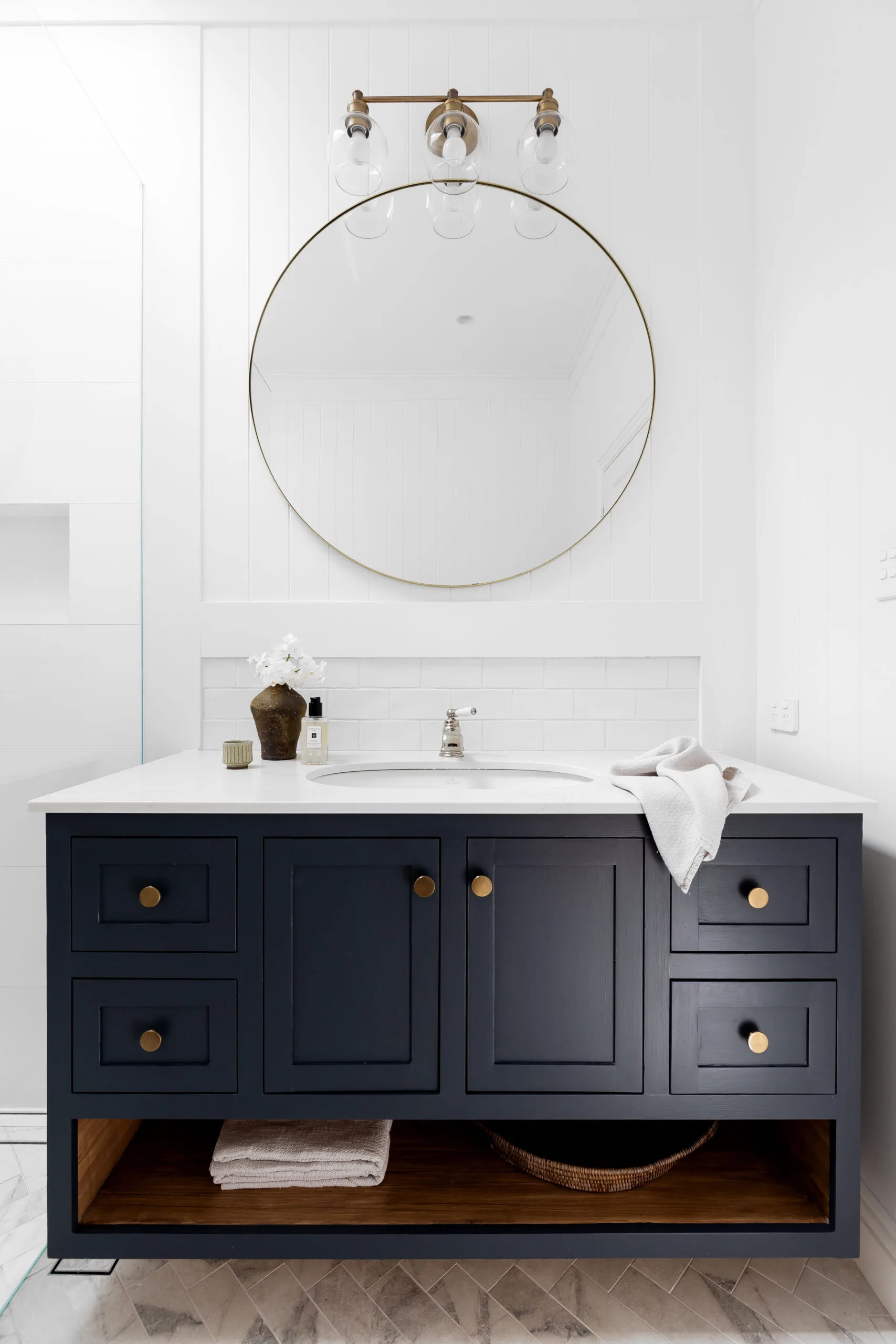 country style bathroom meets hamptons shaker vanity