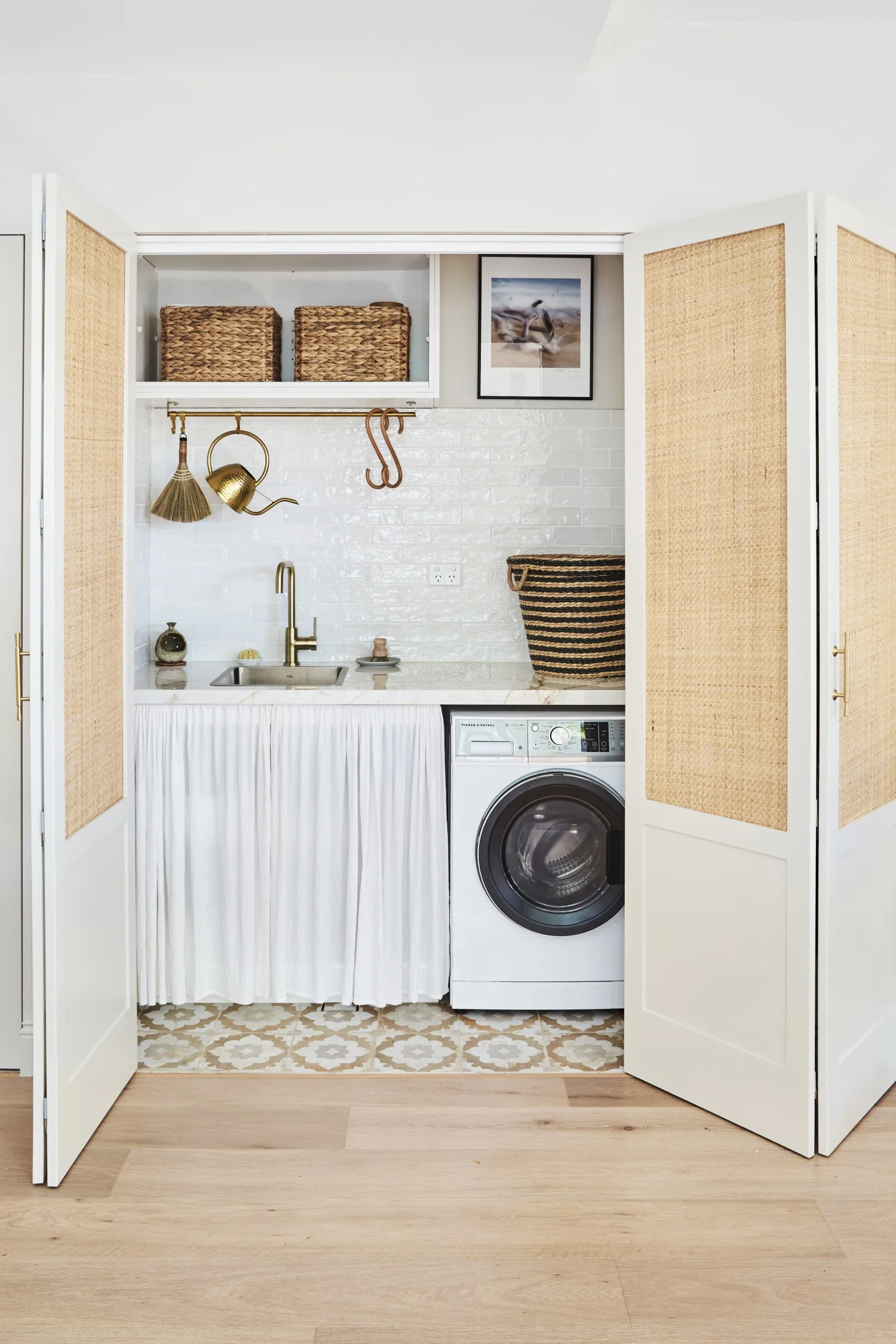 small laundry layout rattan folding doors