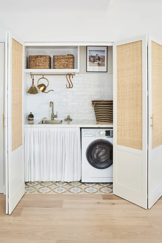 small laundry layout rattan folding doors